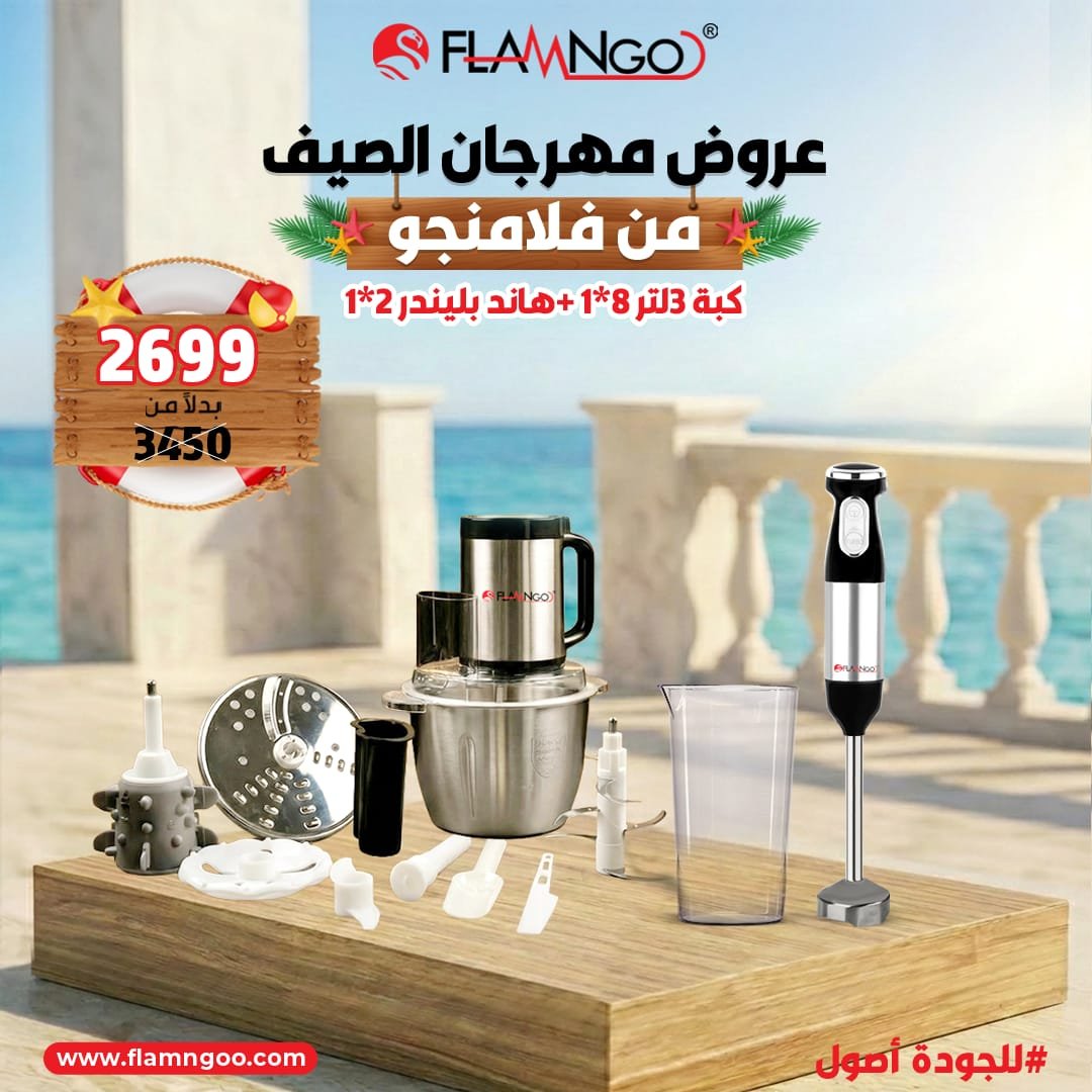 عرض الصيف من فلامنجو كبة 3 لتر 8*1 + هاند بلندر 2*1