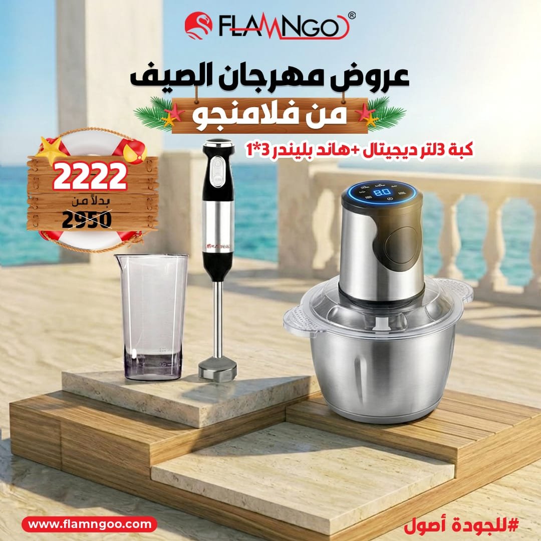 عرض الصيف من فلامنجو كبة 3 لتر ديجيتال + هاند بلندر 3*1