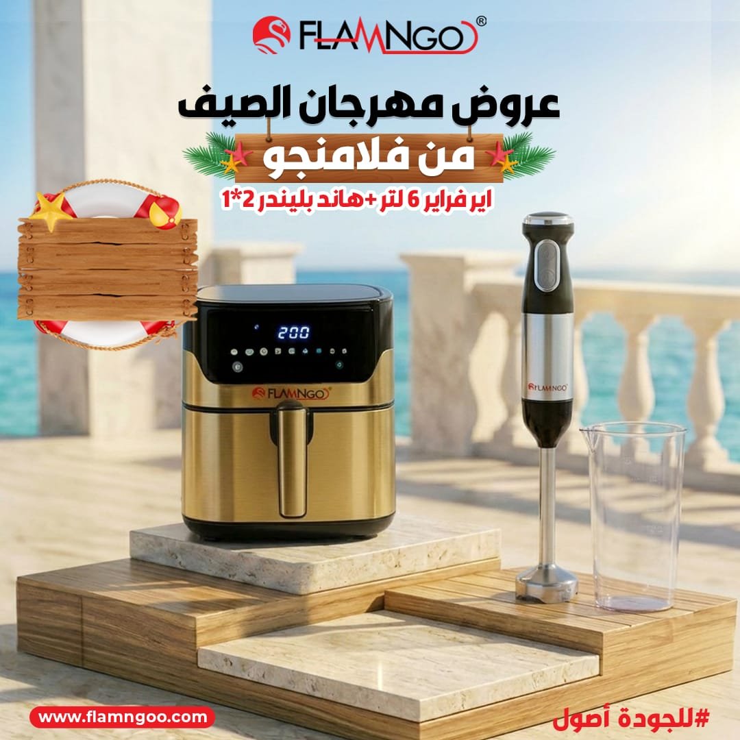 عرض الصيف من فلامنجو اير فراير 6 لتر + هاند بلندر 2*1