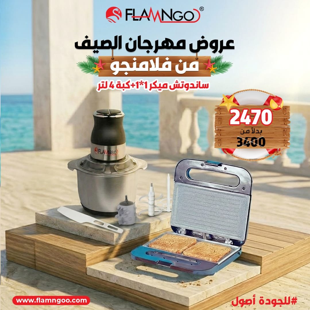 عرض الصيف من فلامنجو كبة 4 لتر + ساندوتش ميكر 1*1