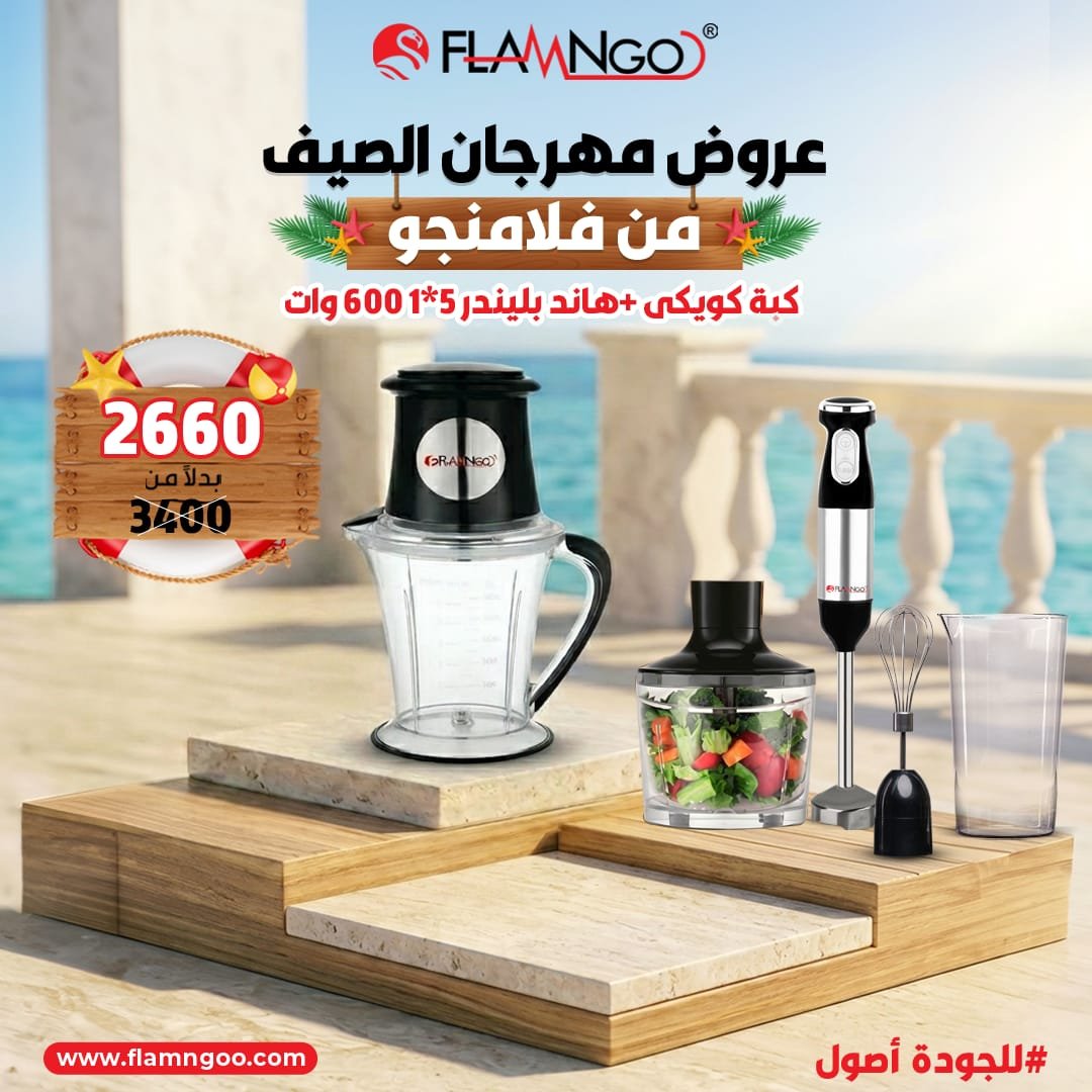 عرض الصيف من فلامنجو كبة كويكي + هاند بلندر 5*1 600 وات
