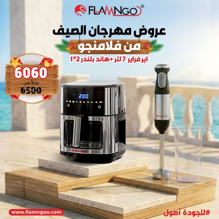 عرض الصيف من فلامنجو اير فراير 7 لتر + هاند بلندر 2*1