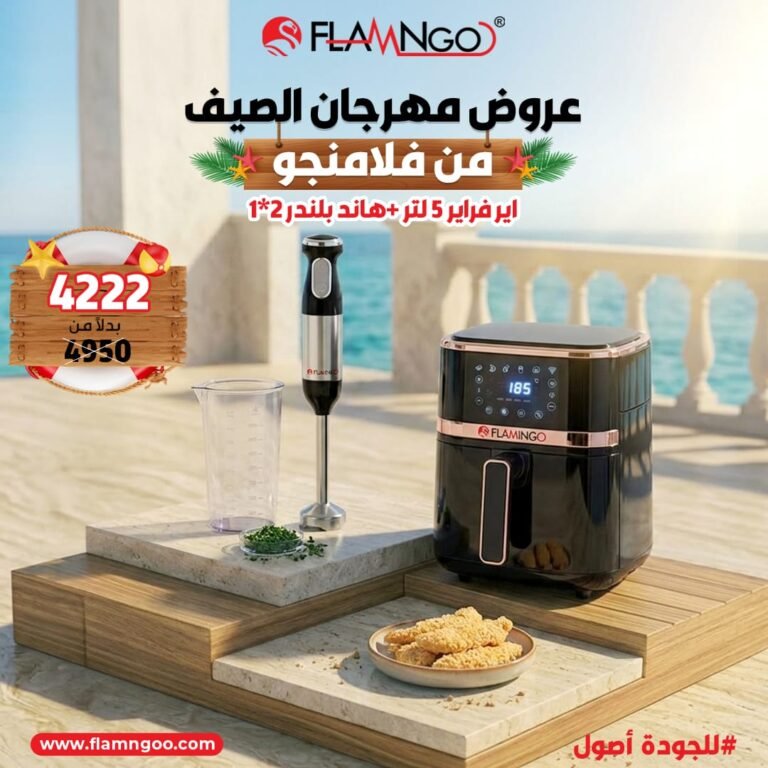 عرض الصيف من فلامنجو اير فراير 5 لتر + هاند بلندر 2*1